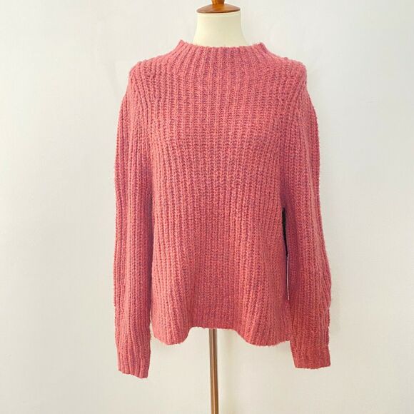 Leith Womens Mock Neck Sweater Cozy Pullover Long Sleeve Red Raspberry 1X - Picture 3 of 9